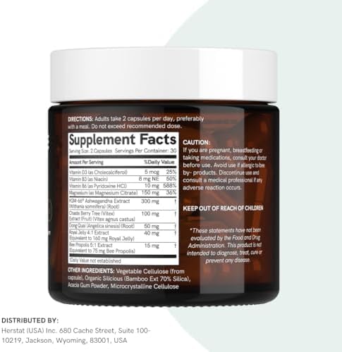 Dr Sosnowski's Hormone Balance Support Dual Body + Mind Cycle Support with Propolis, Vegetable Capsules, 60ct