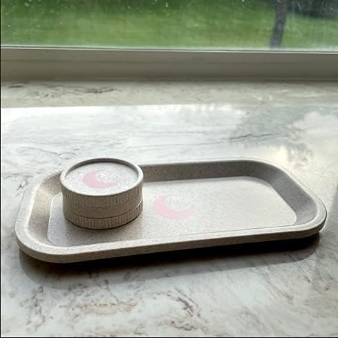 Brando Moon Small Tray - Cream Lightweight Plant Based Tray - Made from Plants - Low Carbon Kitchen Tool - Curved Edges and Smooth Surface - Travel Size 8 x 4.1 inches