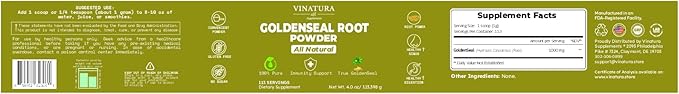 Goldenseal Root Powder - 4 oz, 113 Servings *USA Made & Tested* Pure Natural Goldenseal Root Powder Supplement
