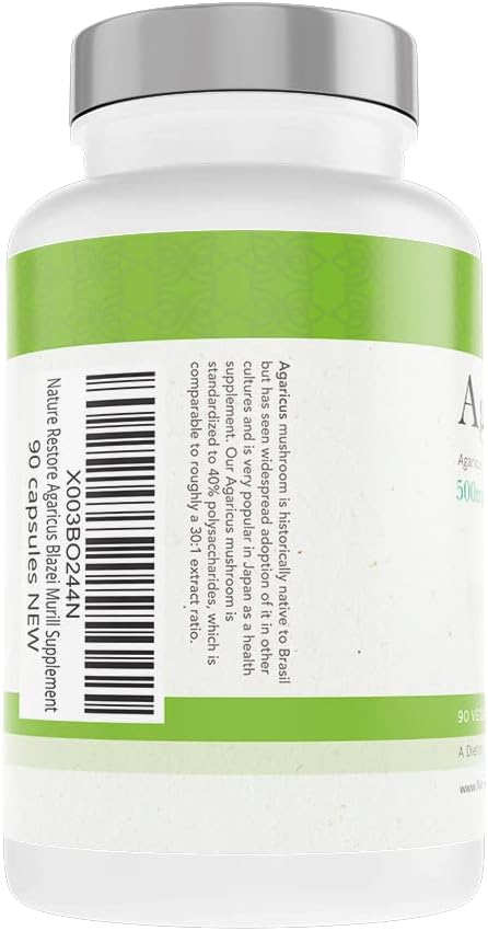 Nature Restore Agaricus Blazei Murill Extract Mushroom Supplement, 90 Capsules, 40% polysaccharides