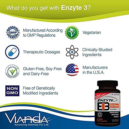 Enzyte3® Natural Male Enhancement Supplement for Energy and Endurance - L-Citrulline, Epimedium, Guarana Seed Extract, & Horny Goat Weed and More 30 Day Supply - 12 Pack Bundle