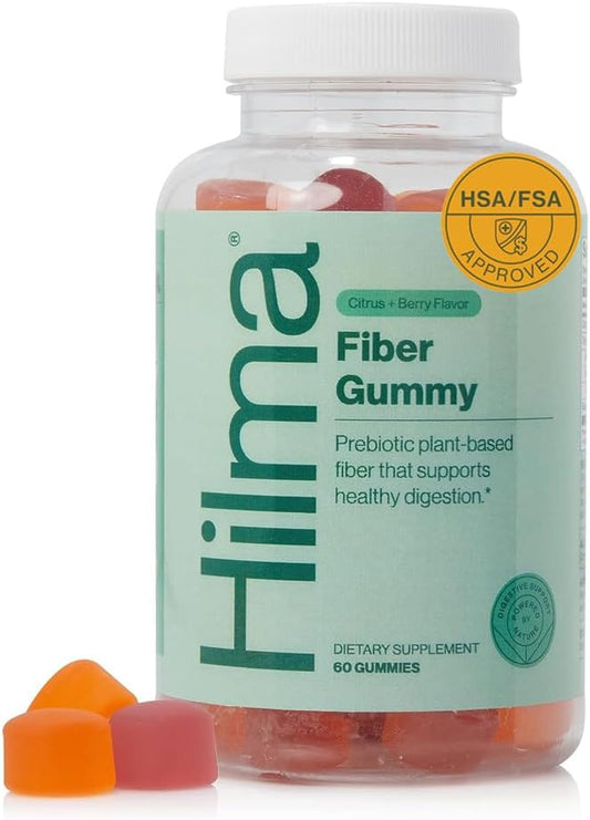 Hilma Prebiotic Fiber Gummies, Daily Fiber Supplement, Gummies for Adults, Supports Gut Health for Women and Promotes Regularity, Citrus Natural Flavor, FSA Eligible, 60 Count