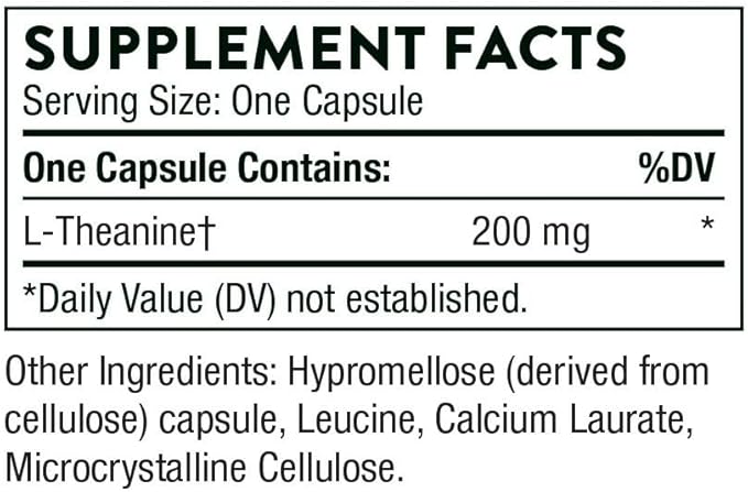THORNE - Theanine - 200mg of L-Theanine - Support a Healthy Stress Response, Relaxation, and Focus - Increases Brain Alpha-Wave Production* - 90 Capsules