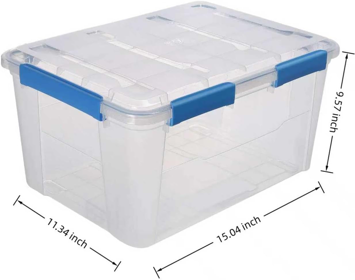 (6-PACK) 4.7-Gallon Large-Capacity Plastic with Lid Storage Box, Equipped with 4 Snap Fasteners.