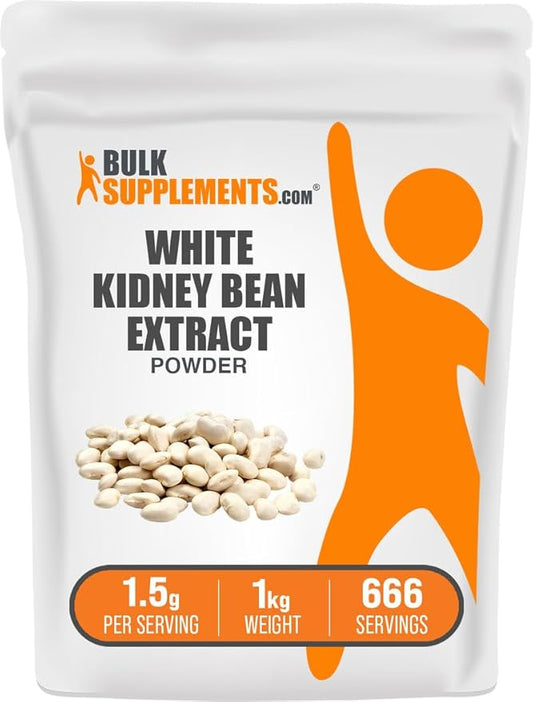 BulkSupplements.com White Kidney Bean Extract Powder - White Kidney Bean Powder - Herbal Supplement - Gluten Free, 1.5g per Serving, 1kg (2.2 lbs) (Pack of 1)