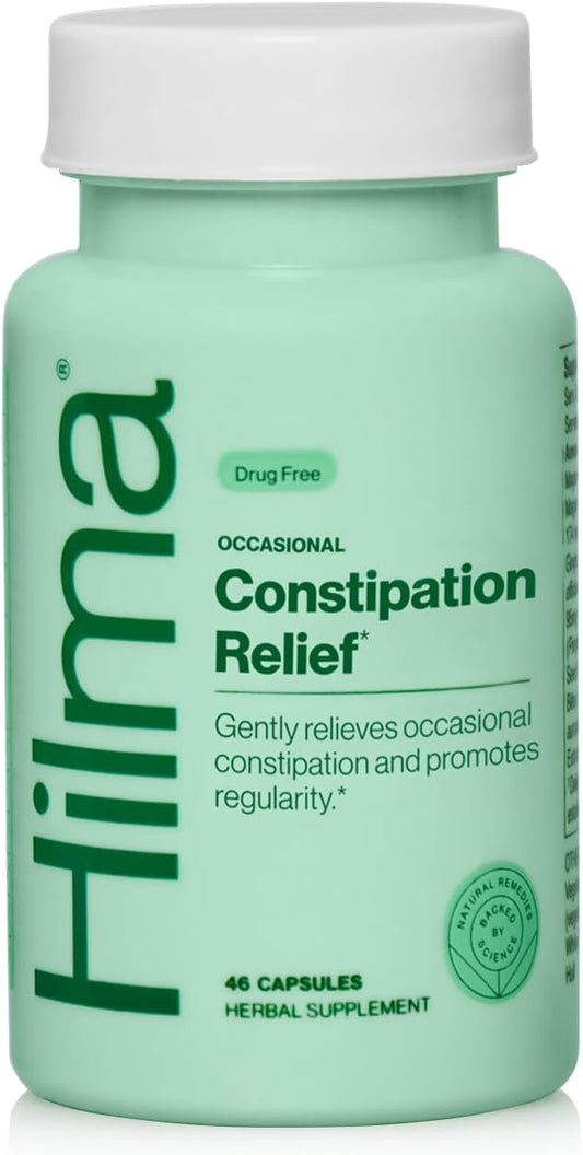Hilma Gentle Bowel, Occasional Constipation Relief with Magnesium Citrate, Natural and Gentle Laxatives for Constipation w/Magnesium Citrate, Ginger, Anise and Bitter Orange, 46 Vegan Capsules