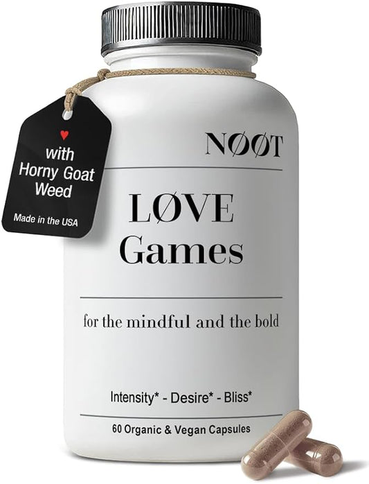 Love Games - Lab Tested Libido Booster for Women and Men Fast Acting, Natural Aphrodisiac with Tribulus Terrestris, Horny Goat Weed, Maca and Panax Ginseng 60 Capsules, 1 Month Supply