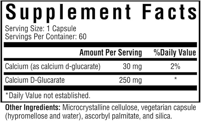 Seeking Health Calcium D-Glucarate, 250 mg, Supports Healthy Detoxification Processes, Supports Cellular Health and Inflammatory Responses, Vegetarian (60 Capsules)*