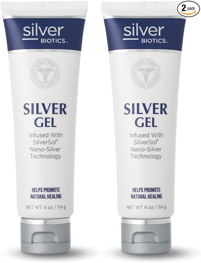 Silver Biotics Patented Multivalent SilverSol Technology | Ag₄O₄ 20 ppm Healing & Soothing Gel | Great for Healing Skin from Scars, Burns, Wounds, Blemishes & More | 4 Oz (Pack of 2)