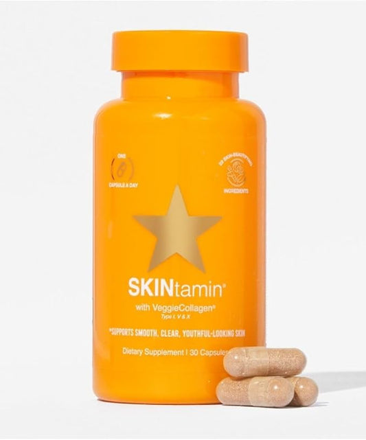 SKINtamin Vegetarian Collagen Pills | Best Collagen Supplements for Women to Support Skin Firmness and Wrinkles | Skin Supplement Formulated to Help Reduce Blemishes