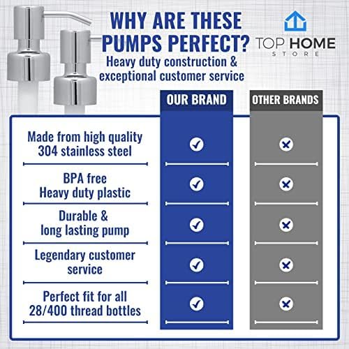 Stainless Steel Soap and Lotion Dispenser Pumps, Replacement for Your Bottles (Chrome, 4 Pack)