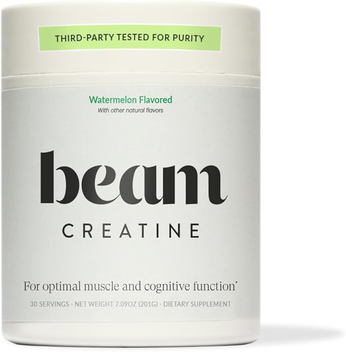 Beam Creatine Monohydrate Powder - Micronized Creatine for Muscle Growth, Strength, Endurance & Recovery - Fast-Dissolving, Workout Supplement for Men & Women, Keto & Vegan - 30 Servings