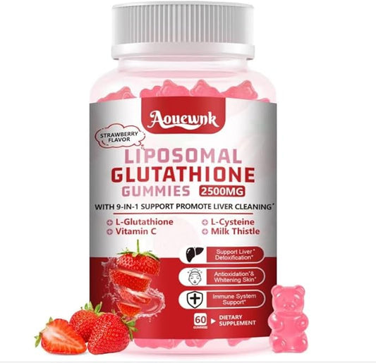 2500MG Liposomal Glutathione Gummies Supplement - Skin Whitening & Protect Liver Gummies, Increas 98% Absorption Rate, with L-Glutathione, Milk Thistle & L-Glycine, Antioxidant Anti-Aging Support
