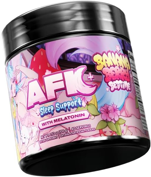 AFK+ (with Melatonin): Bananaberry Bedtime by Silvervale - 40 Servings - Keto Friendly Magnesium-Focused Sleep Support Supplement, Apigenin, Sugar Free