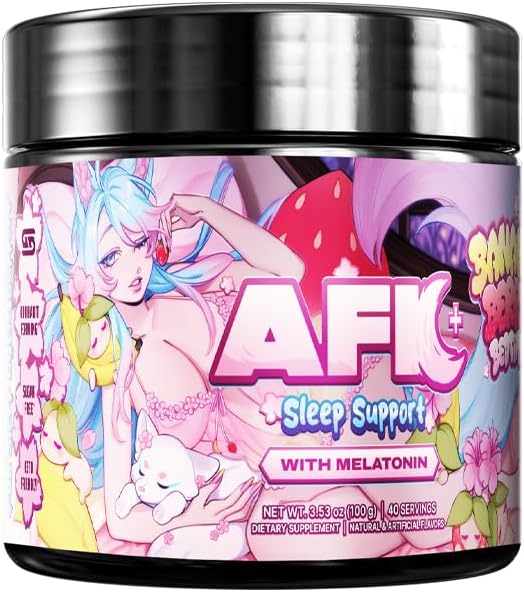 AFK+ (with Melatonin): Bananaberry Bedtime by Silvervale - 40 Servings - Keto Friendly Magnesium-Focused Sleep Support Supplement, Apigenin, Sugar Free