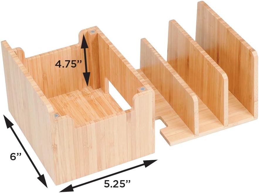 MobileVision Bamboo Charging Station & Compatible Apple Watch Adapter Combo Multi Device Organizer for Apple Watch, Smartphones, Tablets, Laptops, and More