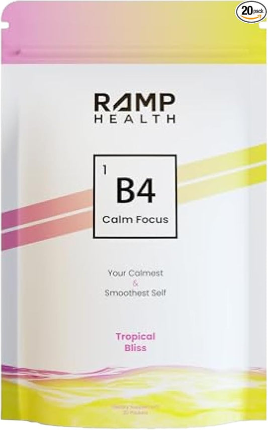 B4 - Supplement - Available in 6 Flavors - L-Theanine, Lemon Balm Extract, and More - 10 Count (10 Packets, Tropical Bliss)