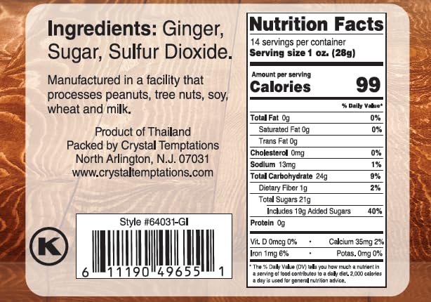 Crystallized Ginger Slices | Candied Ginger Pieces for Snacking, Baking or Cooking | Kosher Certified | Great for Nausea, Digestive Problems & More | Resealable Bag - 12 Oz | The Snackery