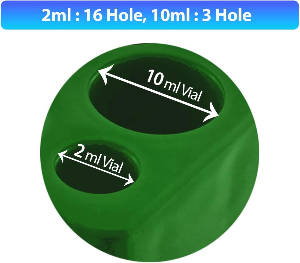 Vial Holder for Refrigerator Use | Home Vial Organizer Tray for Peptide– 5"x5"x0.75", Lightweight (8g) (Green)