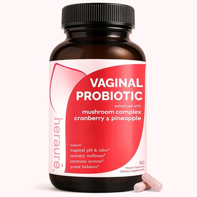 Vaginal Probiotic for Women, PH Balance, Odor, Flora, Immunity with 7B CFU Lactobacillus Probiotics, Prebiotics, 7-in-1 Mushroom Blend, Beta-Glucan, Cranberry, Pineapple, 60 Count