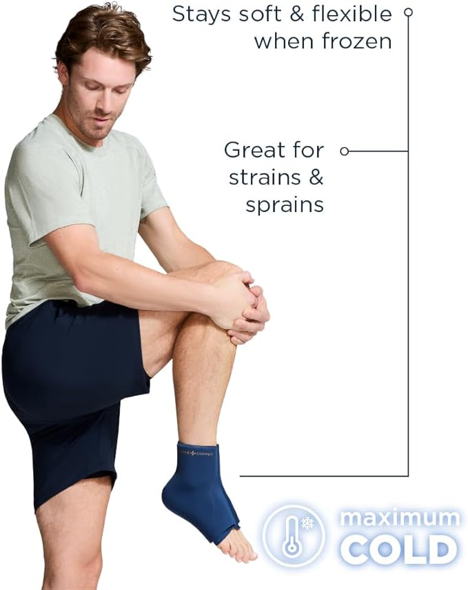 Tommie Copper BetterICE Ice Pack for Knee - Reusable, Flexible, Leak-Free Gel Cold Compress - Dark Navy, Small