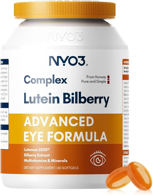 Eye Vitamins with Lutein and Zeaxanthin,Patented Eye Formula,Recommended by NIH,Advanced Bilberry & Astaxanthin,Vitamins A, C, E, B12 & Minerals, Eye Health & Vision Protection, 60 Softgels