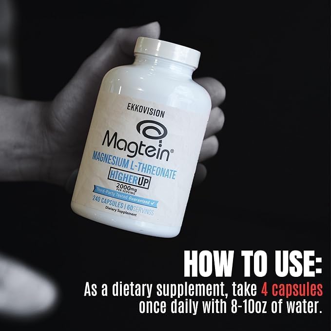 Magtein Magnesium L-Threonate, Memory & Cognitive Function Support, Magnesium Supplement with Essential Minerals for Men & Women, 2000 MG Per Serving, 240 Easy-to-Swallow Capsules