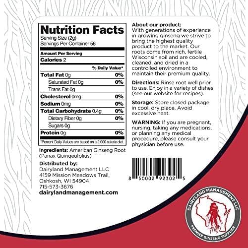 Dairyland American Ginseng Roots 西洋参 - 16 oz Pack of Wisconsin Ginseng Root - Authentic American Ginseng - Non-GMO, Gluten Free Whole Ginseng - Use This Herbal Supplement in Soup, Tea, Congee
