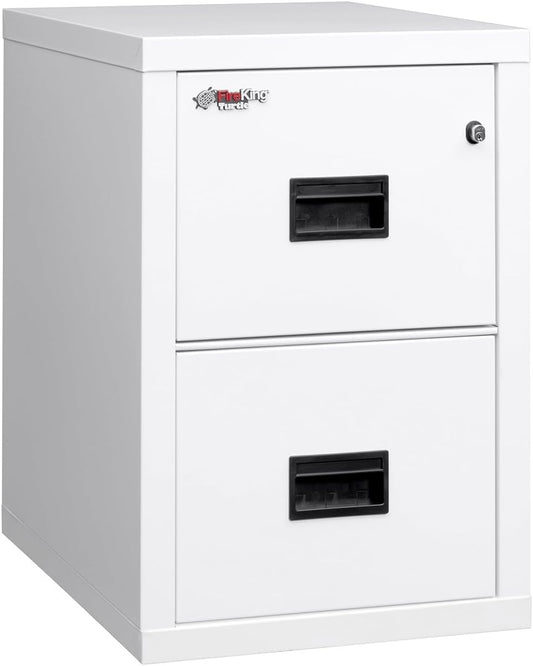 FireKing Turtle Vertical 2 Drawer Legal and Letter Fire Safe File Cabinet with Key Lock, 1 Hour Fire Rated, UL Rated & Water Resistant Home Safe, Filing Cabinet, Made in The USA, Arctic White