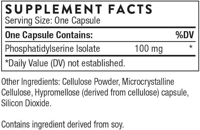 THORNE - Phosphatidylserine (Formerly Iso-Phos) - Cortisol Management Support - Phosphatidylserine Isolate Supplement to Support Brain Function* - 60 Capsules - 60 Servings