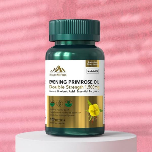 Evening Primrose Oil (1500mg) | High GLA for Hormonal Balance & Skin Health (1 Bottle-120 Softgels-2mo Supply) | Non-GMO, Gluten-Free
