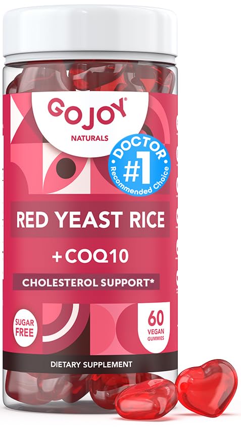 Sugar-Free Red Yeast Rice with CoQ10 Gummies - Cholesterol Supplements with Red Rice Yeast 1000 mg. - Cholesterol Gummies Complex - Vegan, Non-GMO, Gluten-Free & Citrinin-Free Supplement