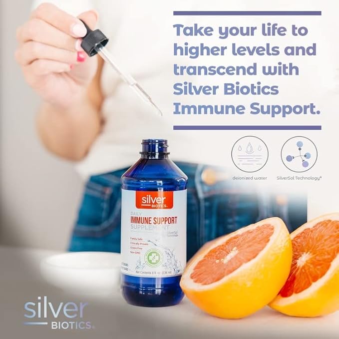 Silver Biotics Advanced Silver Technology, SilverSol Ag₄O₄ 10 PPM Immune Support | Bio-Hacking Immune Building Natural Support | 32 Fl Oz