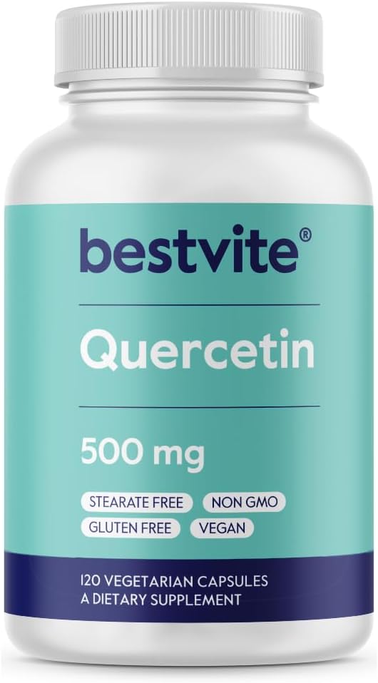 BESTVITE Quercetin 500mg (120 Vegetarian Capsules) - No Stearates - No Silicon Dioxide - Vegan - Non GMO - Gluten Free
