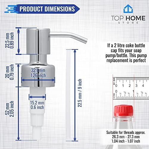 Stainless Steel Soap and Lotion Dispenser Pumps, Replacement for Your Bottles (Chrome, 4 Pack)