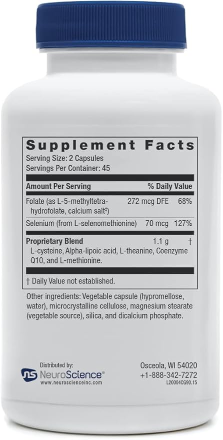 NeuroScience Calm Aid + Immune Support Supplement - Calm G - Alpha Lipoic Acid, L Cysteine, L Theanine & More - Encourage Calm Sleep & Fight Fatigue with Daily Glutamate Management (90 Capsules)