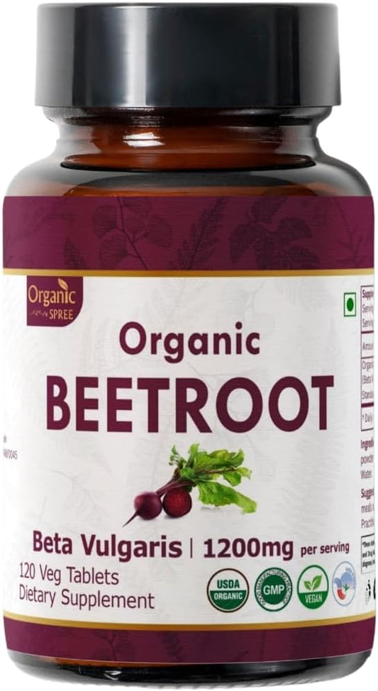 Beetroot 120 Tablets | Beta Vulgaris (Beetroot) | USDA Organic Certified | Organic and Natural 120tab