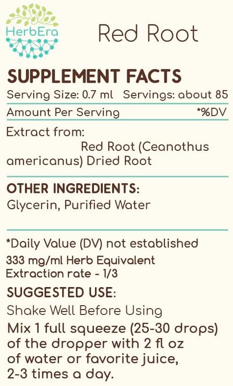 Red Root B60 Alcohol-Free Herbal Extract Tincture, Super-Concentrated (New Jersey Tea, Ceanothus Americanus) 2 fl oz