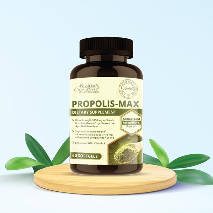 Rawleigh Propolis Max: 60 Vegetarian Softgels - Brazilian Green Propolis with Phenolic, Flavonoid & Artepillin C Compounds & Vitamin E - Supports Immunity, Wellness