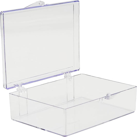 10-Pack Clear Hinged Plastic Containers, Keepsake Storage Boxes, 3 1/2" L x 2 9/16" W x 1" H, Made in USA, Plastic Display Case or Small Box for Storage and Organization