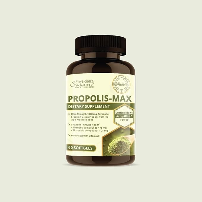 Rawleigh Propolis Max: 60 Vegetarian Softgels - Brazilian Green Propolis with Phenolic, Flavonoid & Artepillin C Compounds & Vitamin E - Supports Immunity, Wellness