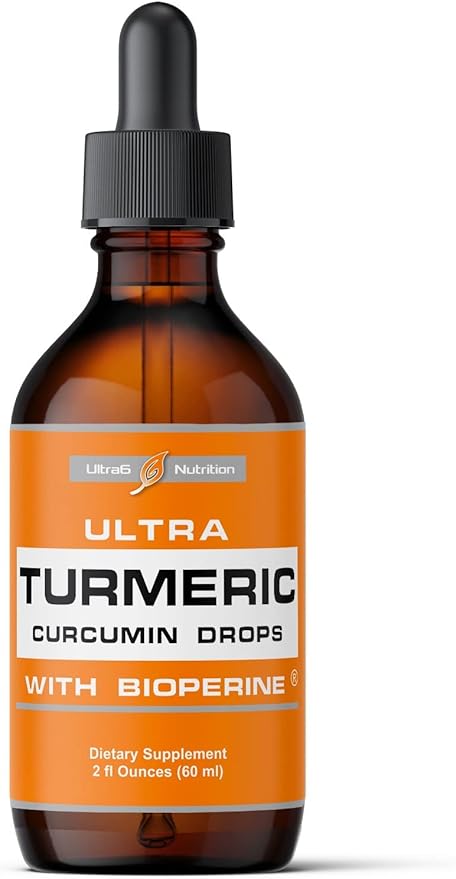 Liquid Turmeric Curcumin Extract with Black Pepper - Turmeric Drops with Bioperine - Easy-to-Take Supplements Made in USA (60ml)
