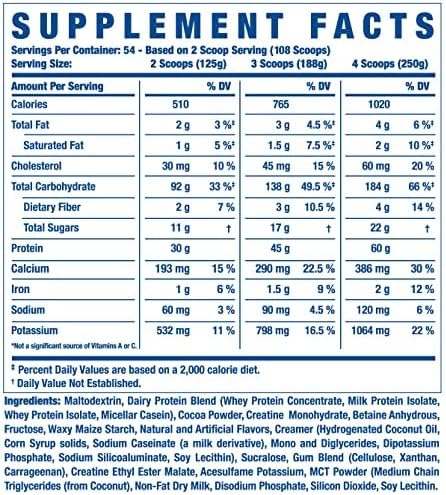 Ronnie Coleman Signature Series King Mass XL Protein Powder, Weight and Muscle Gainer, 60g Protein, 180g Carbohydrates, 1,000+ Calories Per Serving, Creatine and Glutamine (20lb, Dark Chocolate)