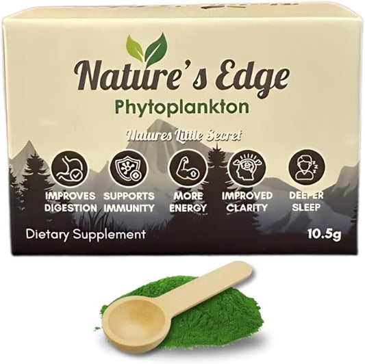 Natures Edge Pure Marine Phytoplankton Powder - Supports Energy, Immune Health, Digestion - Essential Vitamins, Minerals, Omega-3 Greens Powders - Superfood Powder's Healthy Sleep, Gut Health - 10.5g