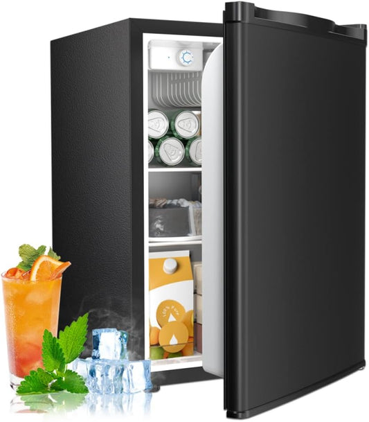 Antarctic Star 2.56 Cu.Ft. Mini Fridge with Freezer, Small Refrigerators with Adjustable Thermostat, Low Noise, Energy Saving, Compact Refrigerators for College Dorm, Office, Bedroom, Apartment, Black