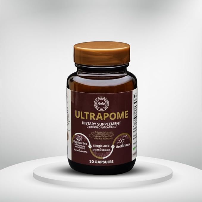 Rawleigh Ultrapome: 30 Capsules - Pomegranates + Live Cultures/Microbiome, Ellagitannins, Urolithin A Supplement for Cellular, Mitochondrial Health, Mitophagy, Energy Support, Vegetarians, GMO-Free