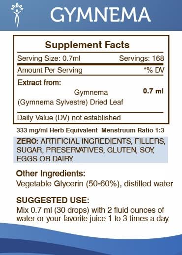 Secrets of the Tribe Gymnema Tincture Alcohol-Free Liquid Extract, Gymnema Sylvestre Dried Leaf (4 FL OZ)