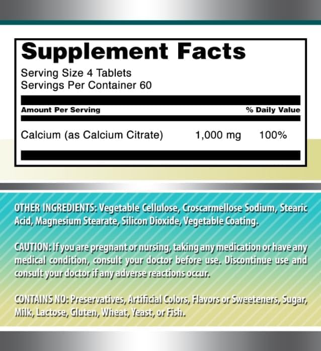 Amazing Formulas Calcium Citrate Supplement | 1000 Mg | Tablets | Non-GMO | Gluten Free | Made in USA (2 Pack, 240 Count)
