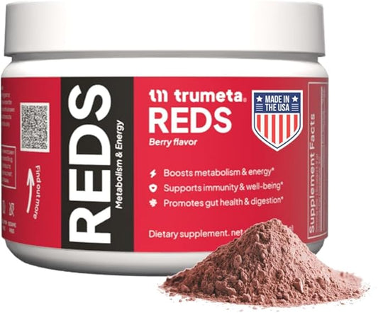 Reds Powder Jar - for Immune Support and Memory I Reds Superfood Powder Antioxidants Polyphenols Blend with Acai Berry, Goji Berry, Pomegranate