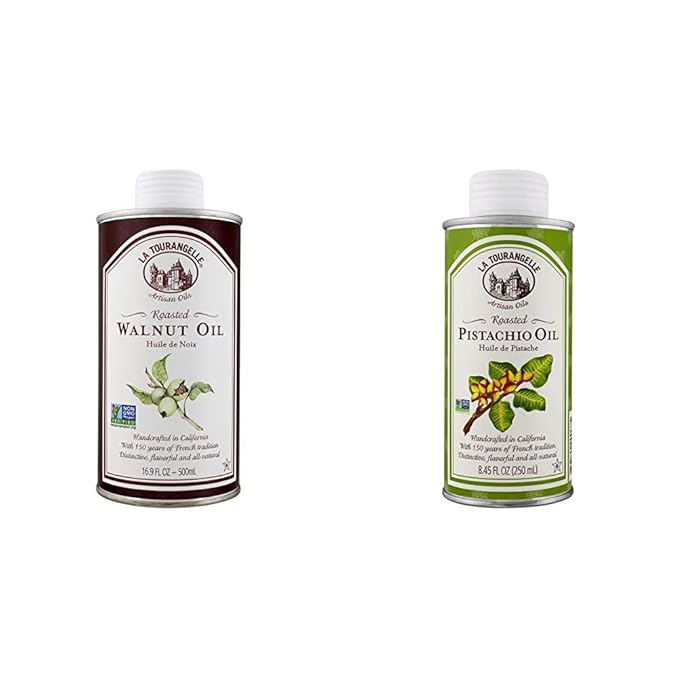 La Tourangelle Roasted Walnut and Pistachio Oils Bundle (16.9 Fl Oz + 8.45 Fl Oz)